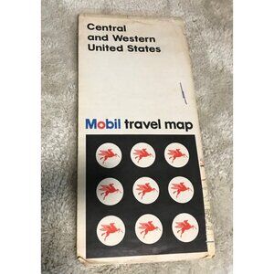 Mobil Travel Map Central & Western United States 1960s Edition Vitg Collectible